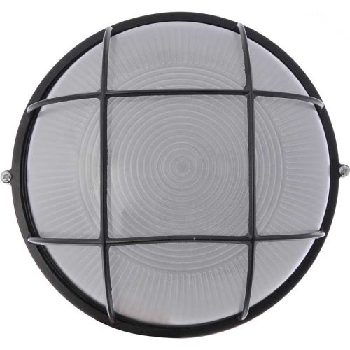 Светильник настенный ЕВРОСВЕТ WOL-10 100Вт Е27 круг черный с решеткой IP65 - фото 1