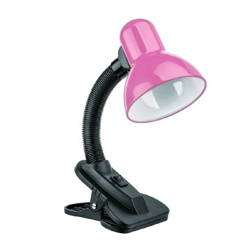 Настольная лампа на прищепке с цоколем Е27 розовая - фото 1