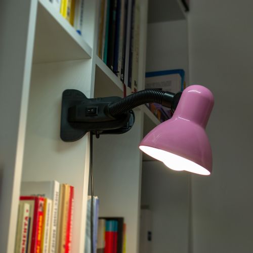 Настольная лампа на прищепке с цоколем Е27 розовая - фото 5