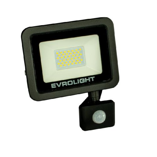 Прожектор светодиодный с датчиком движения EVROLIGHT FM-01D-50 50W 6400К - фото 1