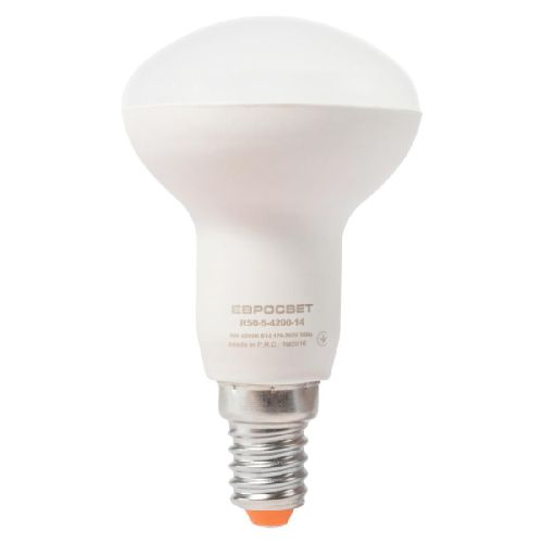Лампа светодиодная ЕВРОСВЕТ 5Вт 3000К R50-5-3000-14 E14 - фото 1
