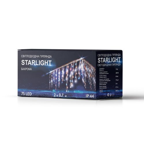 Гирлянда уличная STARLIGHT бахрома синий Flash 75LED IP44 черный 2x0.7м - фото 7