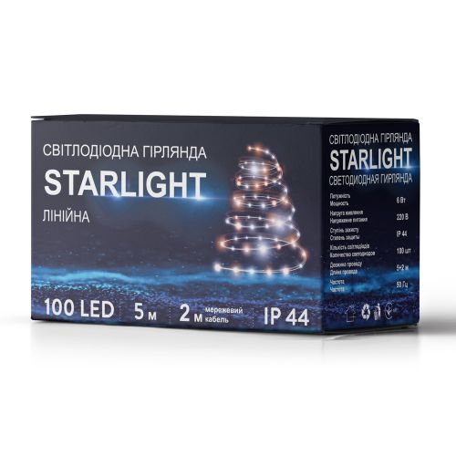Гирлянда уличная STARLIGHT линейная теплый-белый Flash 100LED IP44 черный 5м - фото 6