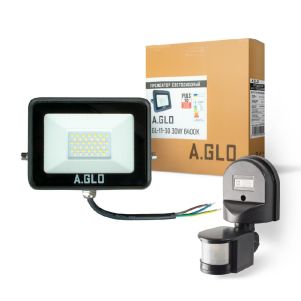 Прожектор светодиодный A.GLO GL-11- 30 30W 6400K и датчик движения 180° (набор A.GLO)