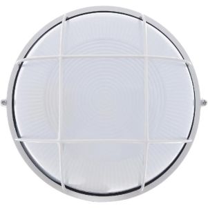 Светильник настенный ЕВРОСВЕТ WOL-10 60Вт Е27 круг белый с решеткой IP65