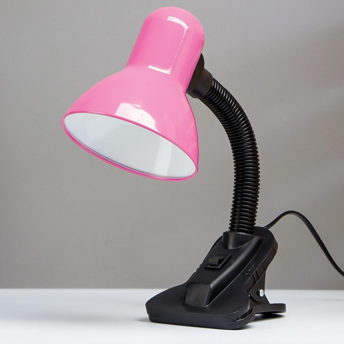 Настільна лампа на прищепці з цоколем Е27 рожева > купити Настільні .