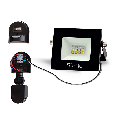 Прожектор светодиодный  ЕВРОСВЕТ 10 Вт и датчик движения 180° (набор STAND) - фото 2