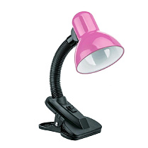 Настольная лампа на прищепке с цоколем Е27 розовая