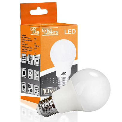 Лампа светодиодная Evro Lights 10Вт 4200К A-10-4200-27 Е27 - фото 1