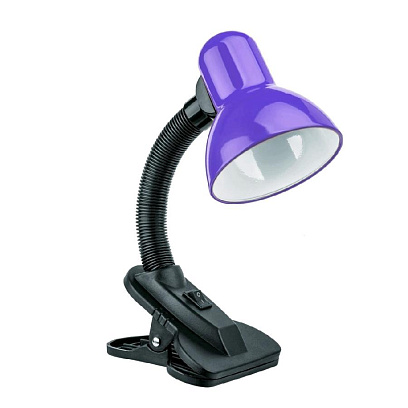 Настольная лампа на прищепке с цоколем Е27 фиолетовая - фото 1