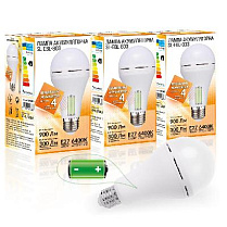 Набор лампа на аккумуляторе Е27 LED SL-EBL-803 АС9W DC3W 6400К 3шт