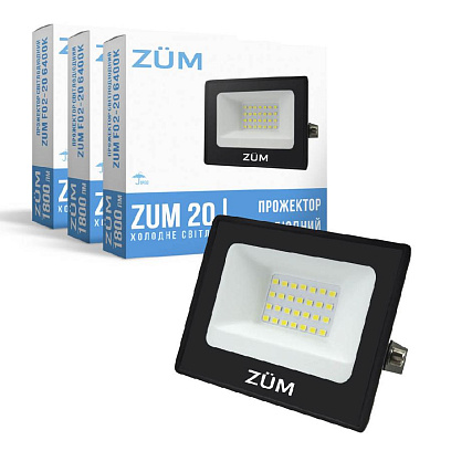 Набор прожектор светодиодный ZUM F02-20 6400K 3шт - фото 1