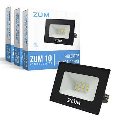 Набор прожектор светодиодный ZUM F02-10 6400K 3шт - фото 1